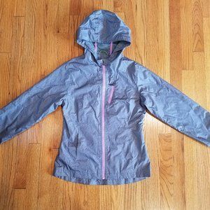 Girls Hawke & Co Sport Hooded Windbreaker Rain Jacket Grey Purple sz 16